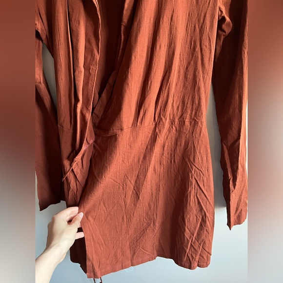 Free People Rich Brown Long Sleeve Wrap Dress - Picture 9 of 12